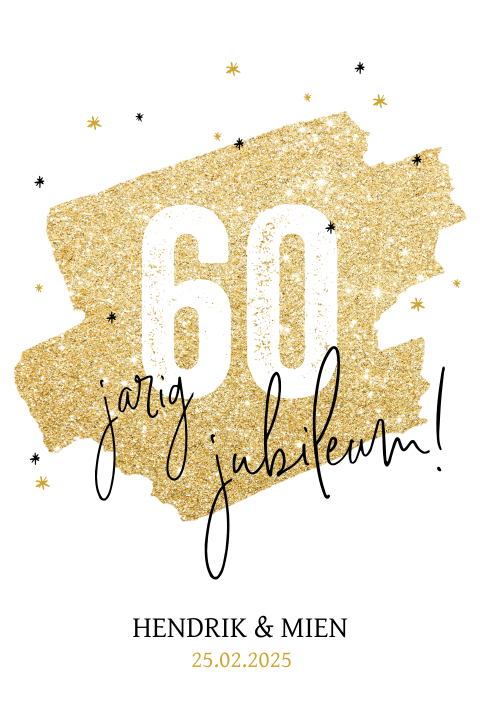 Vrolijke jubileumkaart 60 jaar getrouwd met gouden sterretjes