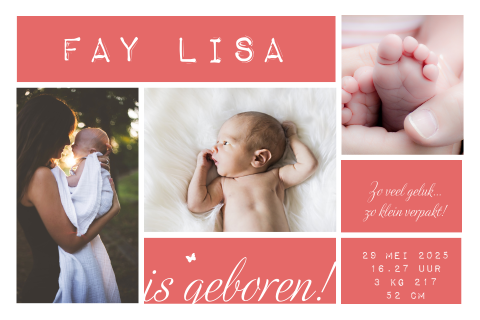 Maak zelf ontwerp foto geboortekaartje voor jongen of meisje