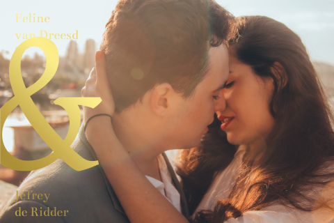 Goudfolie trouwkaart om zelf te maken met foto