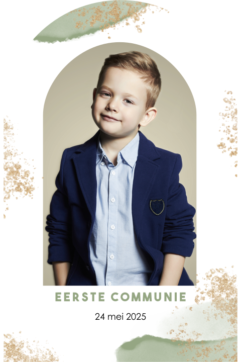 Communie bedankkaart in boogvorm met foto
