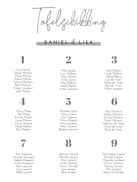 Moderne tafelschikking in groen-wit