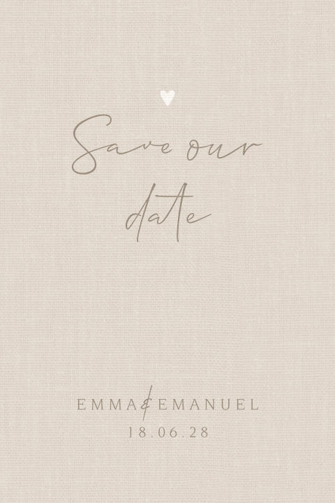 Save the date met wit hartje op nude kleur