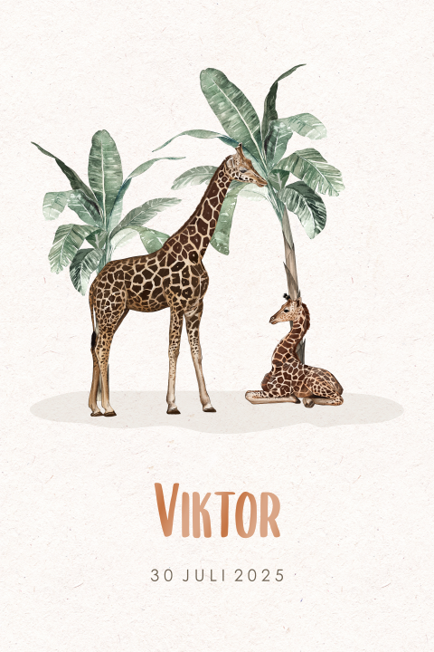 Origineel geboortekaartje met giraffen