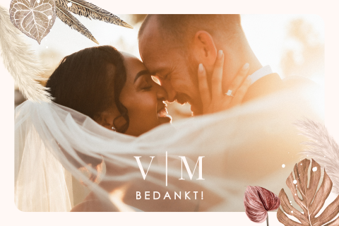 Bedankkaart met foto en droogbloemen