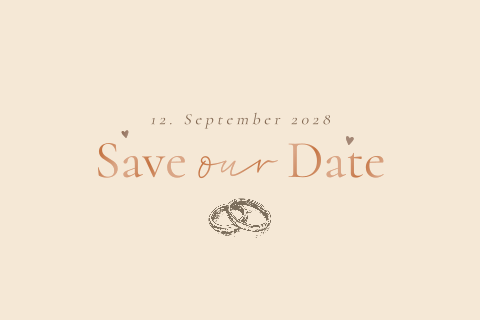 Save the date kaart met hoogglans en beige achtergrond