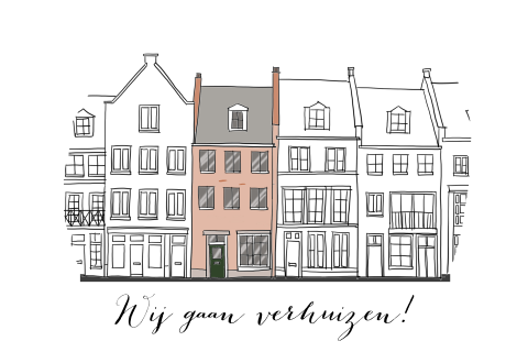 Verhuiskaart met illustratie van huizen