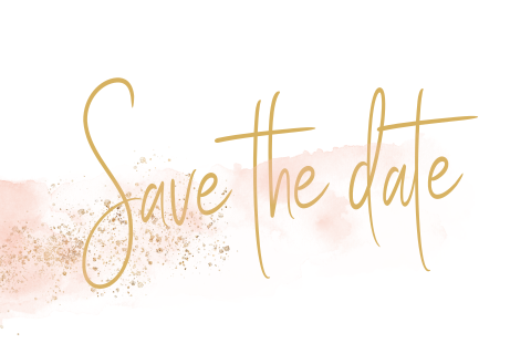 Stijlvolle Save the Date kaart met watercolour en goudlook