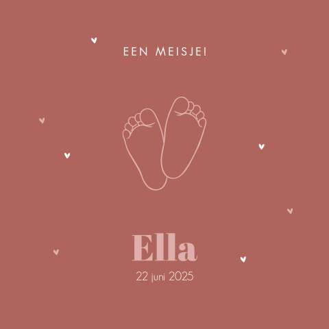 Hip geboortekaartje voor meisje met babyvoetjes
