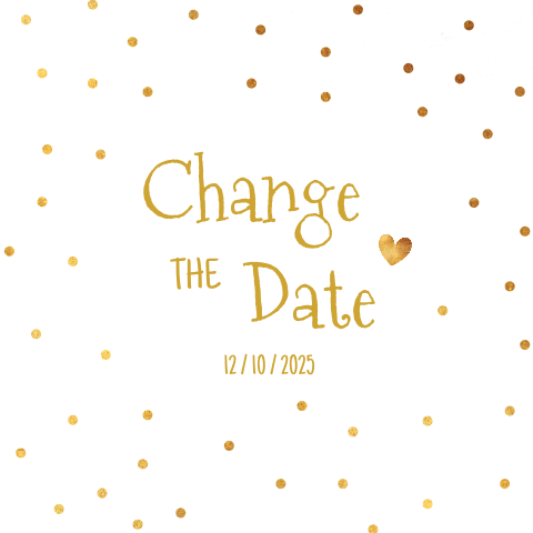 Feestelijke change the date kaart met gouden confetti