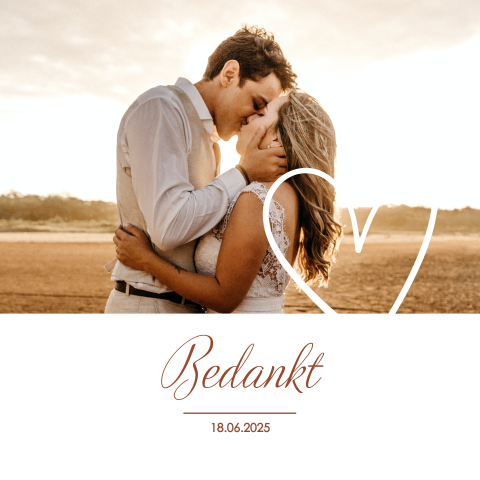 Bedankkaart met foto en romantisch hart
