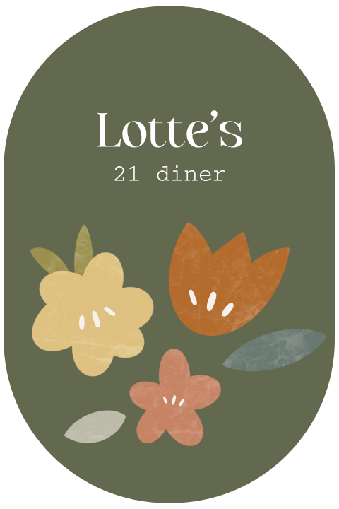 Originele 21 diner uitnodiging met gekleurde bloemen