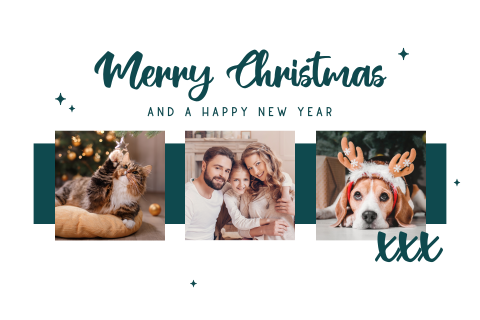Vrolijke kerstkaart met foto's