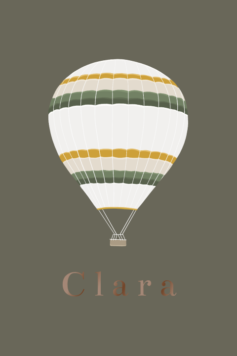 Stoer geboortekaartje met gestreepte luchtballon