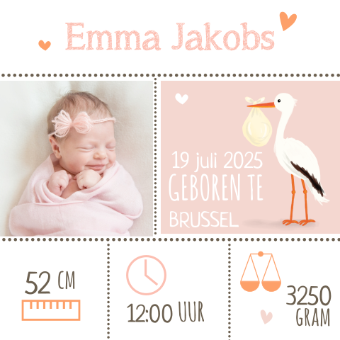 Schattig geboortekaartje met foto