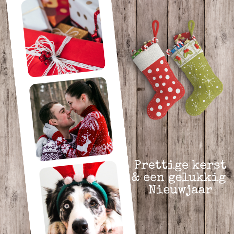 Hippe kerstkaart met kerstsokken