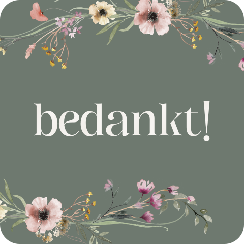 Sticker bij bedankjes met bloemetjes