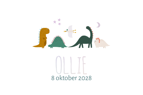 Geboortekaartje met dino's en holografische folie