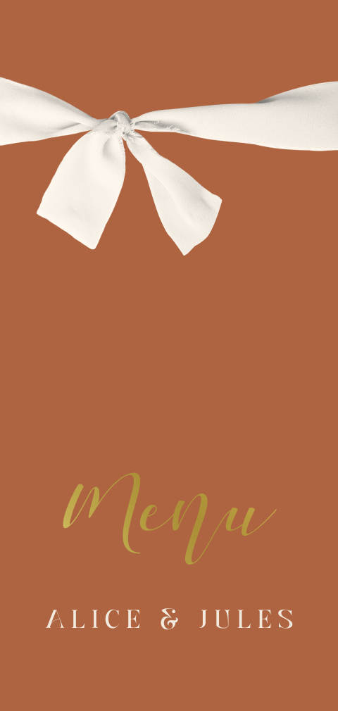 Menukaart - warme kleur I Optioneel zijden lint