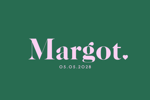 Communiekaart meisje in colorblock thema met groen en roze