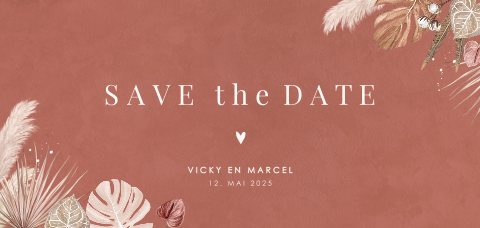 Panorama save the date kaart met droogbloemen