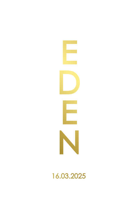 Minimalistisch babykaartje in goudfolie met ronde hoekjes