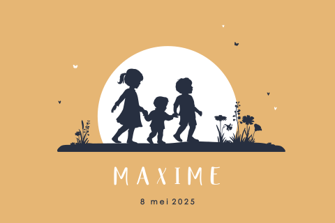 Geboortekaartje met silhouetjes voor derde kindje