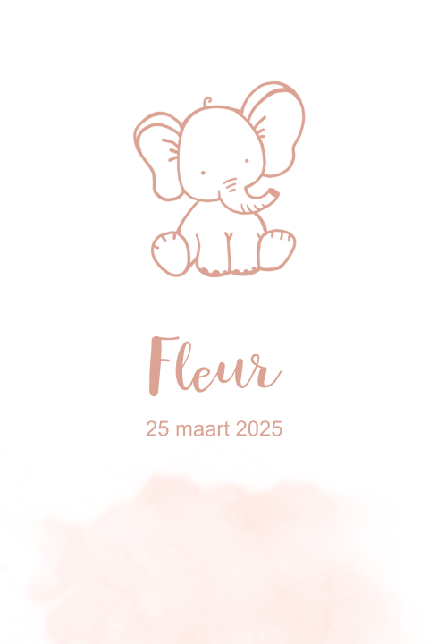 Lief babykaartje met olifantje en waterverf