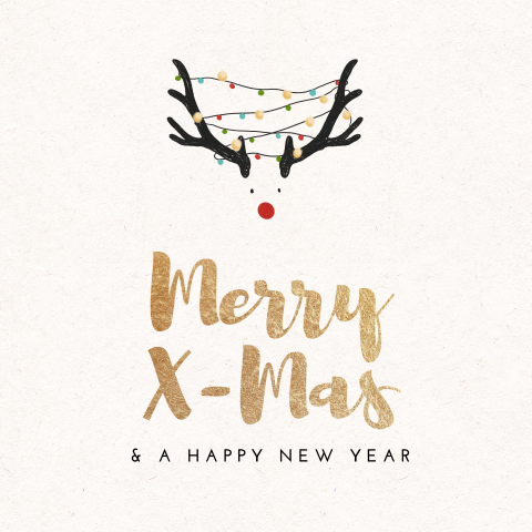 Vrolijke kerstkaart met rendier