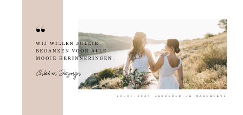 Bedankkaart met foto's en roze accenten