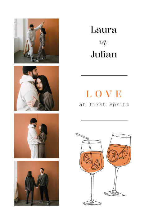 Aperol trouwkaartje met fotostrip