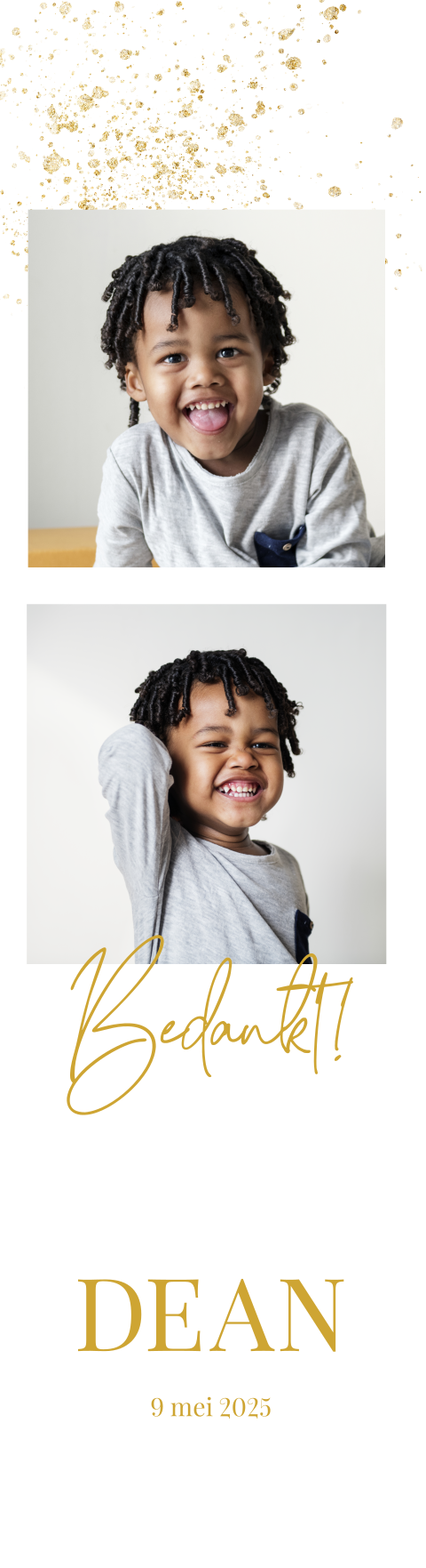 Boekenlegger met twee foto's als bedankkaart - Set van 4