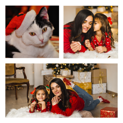 Vierkante fotokaart kerst met ruimte voor 3 foto's