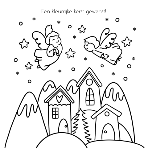 Zelf in te kleuren kerstkaart