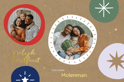 Kerstkaart met feestelijke vormen en kleuren