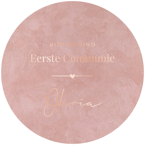 Ronde communiekaart in velvet-look en roséfolie