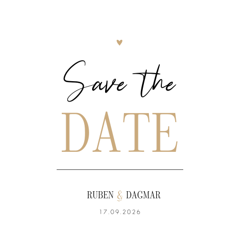 Classy Save the Date kaart met mooie typografie