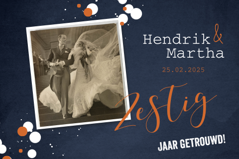 Moderne uitnodiging huwelijksjubileum 60 jaar getrouwd met foto