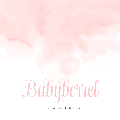 Babyborrelkaartje voor meisje met roze waterverf