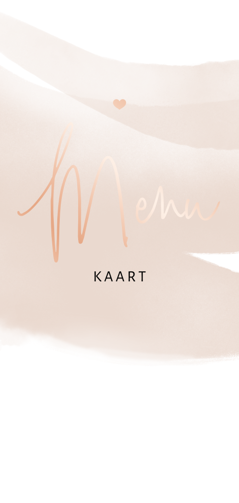 Chique menukaart in roségoudfolie en roze aquarel