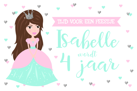 Mooi verjaardagskaartje met prinses