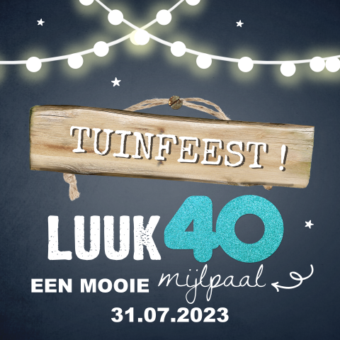 Uitnodiging 40 jaar met lampenslingers