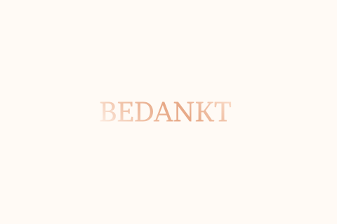 Minimalistische bedankkaart met tekst in roségoudfolie