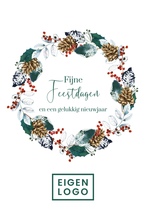 Zakelijke kerstkaart met eigen logo en kerstkrans
