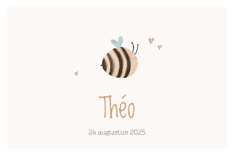 Schattig geboortekaartje met een lief bijtje