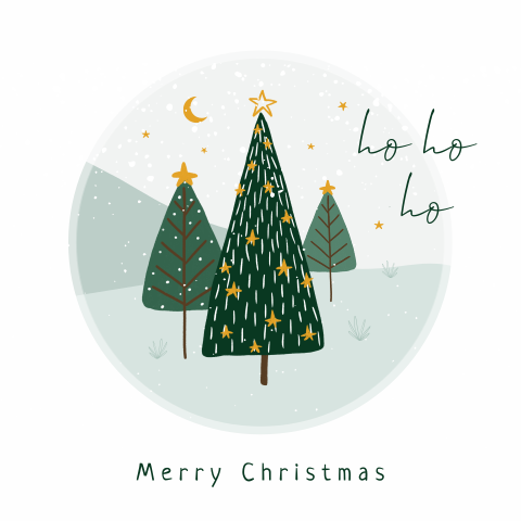 Illustratieve kerstkaart met kerstbomen
