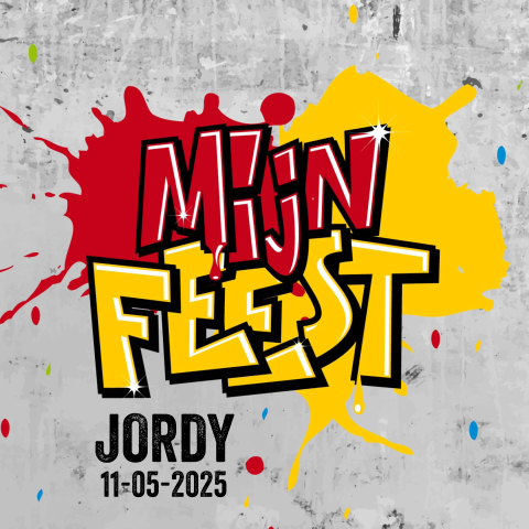 Stoere uitnodiging communie voor een jongen met een graffiti muur