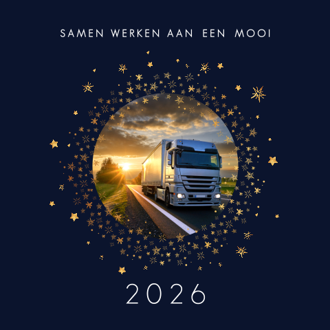 Zakelijke kerstkaart met ronde foto en sterretjes
