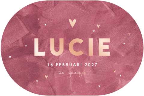 Lief geboortekaartje in oudroze velvetlook met roségoudfolie