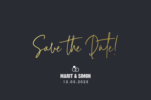 Save the date met witte ringen en goudfolie