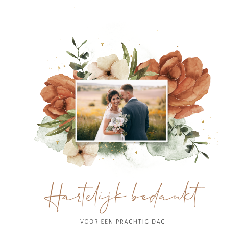 Bedankkaart in floral design met kleurrijke bloemen